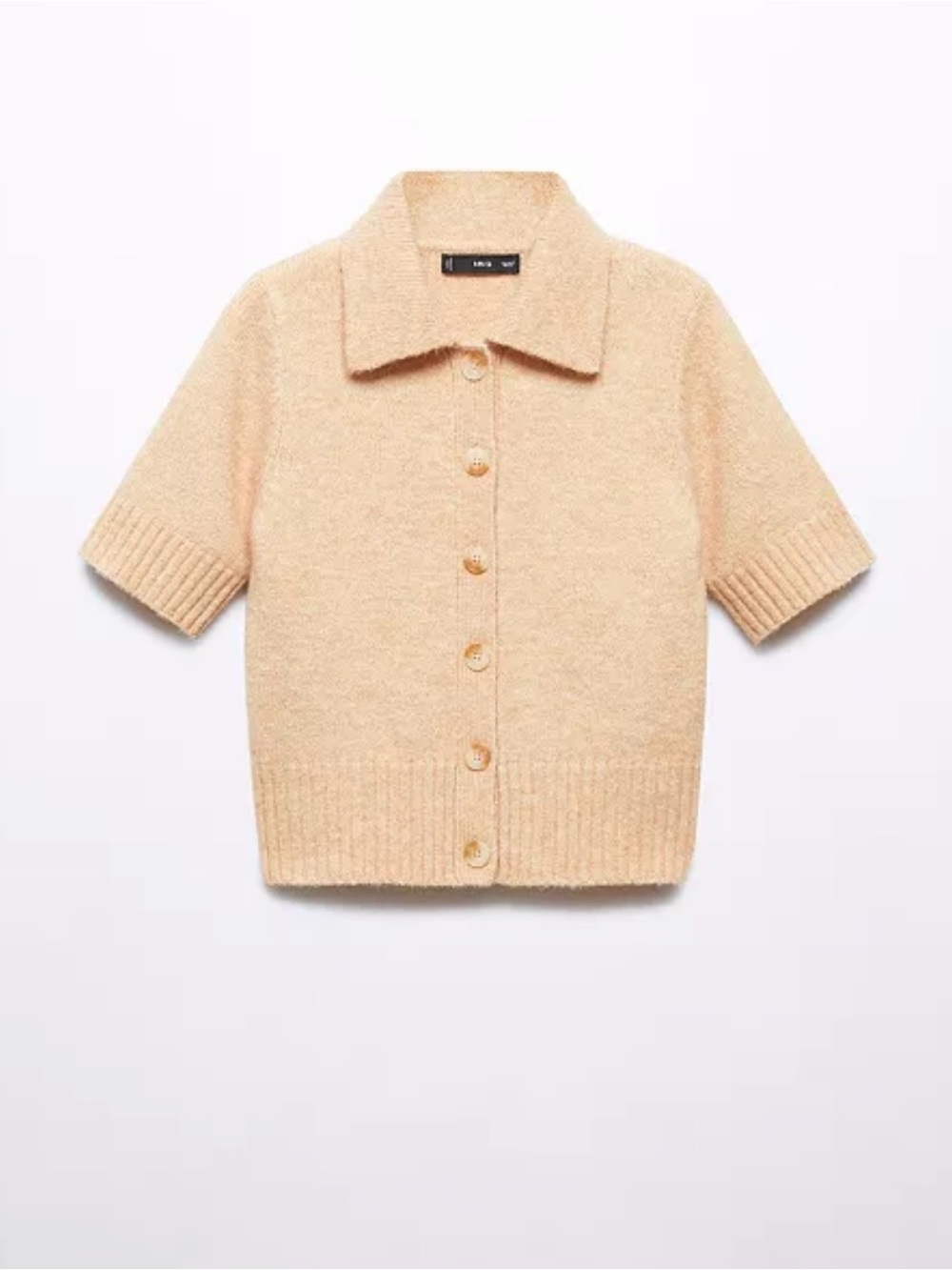 NWT Mango Short-Sleeve Button Knit Cardigan - Peach